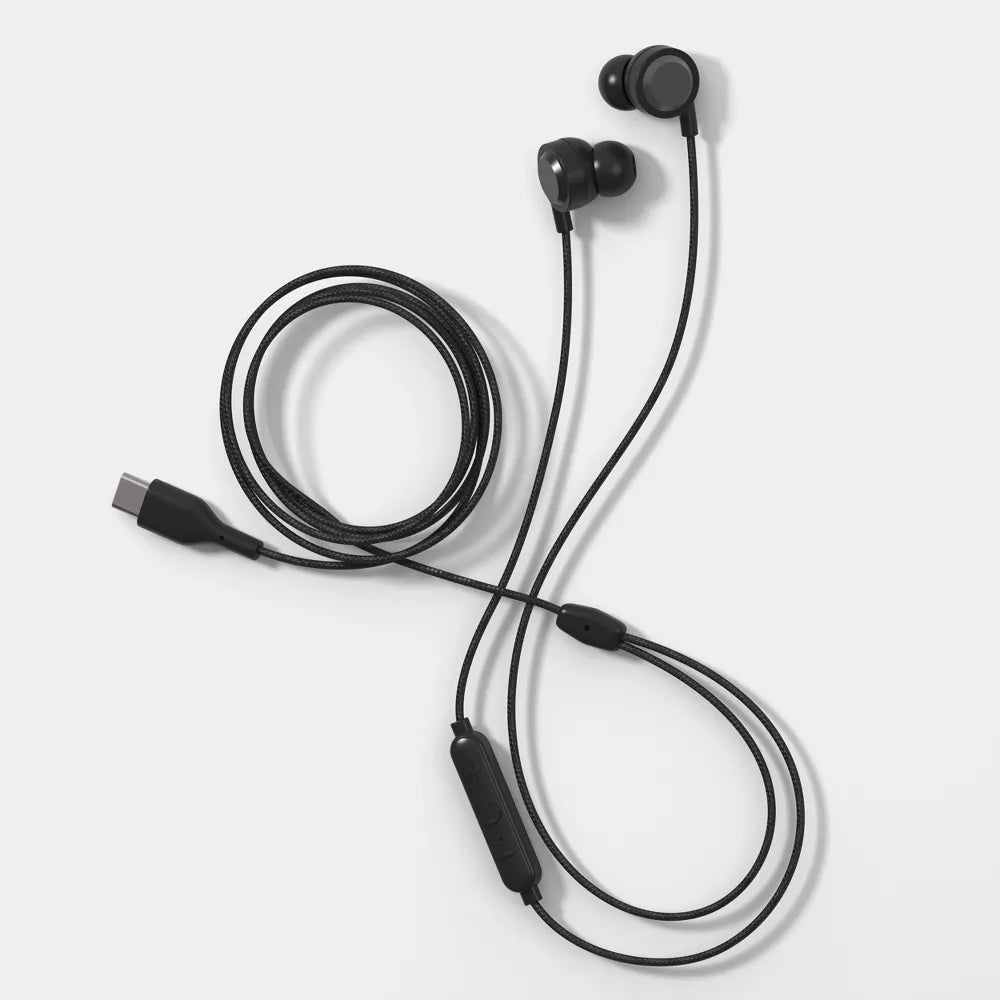 USB‑C Plug‑and‑Play Wired In‑Ear Earbuds With Built‑In Mic & Anti‑Tangling Cable